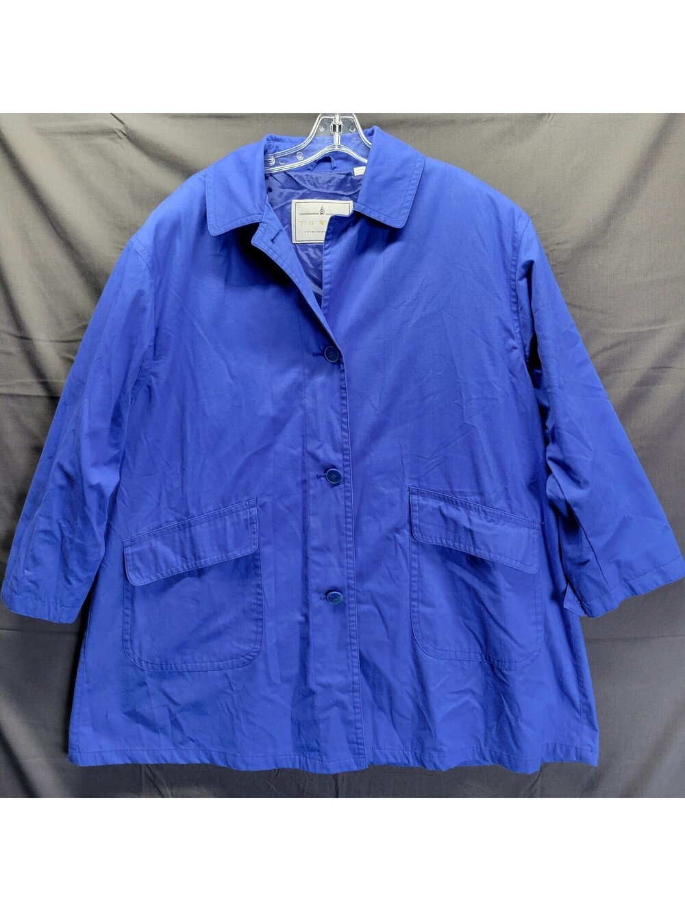 Towne by London Fog Womens Sz 8 Reg Jacket Blue (Missing Top Button)